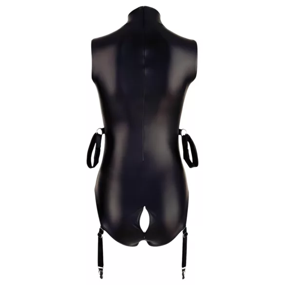 Cottelli Bondage - body sans manches brillant et menottes pour bras - noir - L