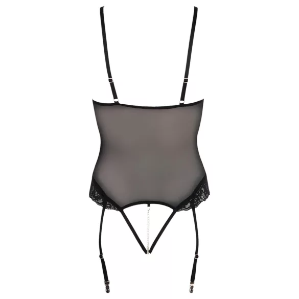 Cottelli Bondage - body anneaux métalliques et menottes bras - noir - M