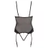 Cottelli Bondage - body anneaux métalliques et menottes bras - noir - XL