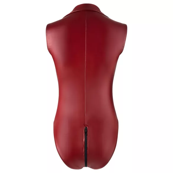 Cottelli Party - body brillant sans manches à fermeture éclair (rouge) - L