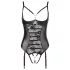 Abierta Fina - body ouvert dentelle avec lanières scintillantes - noir