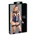 Cottelli Bondage - body ouvert brillant avec menottes - noir