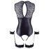 Cottelli Bondage - Body ouvert brillant et menottes (noir)