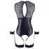 Cottelli Bondage - body ouvert brillant avec menottes - noir