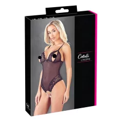 Cottelli - body ouvert en dentelle avec perles - noir