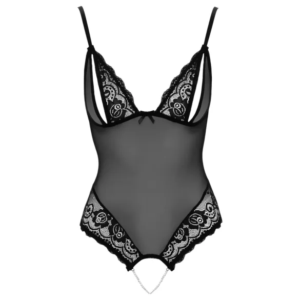 Cottelli - body ouvert en dentelle avec perles - noir - M