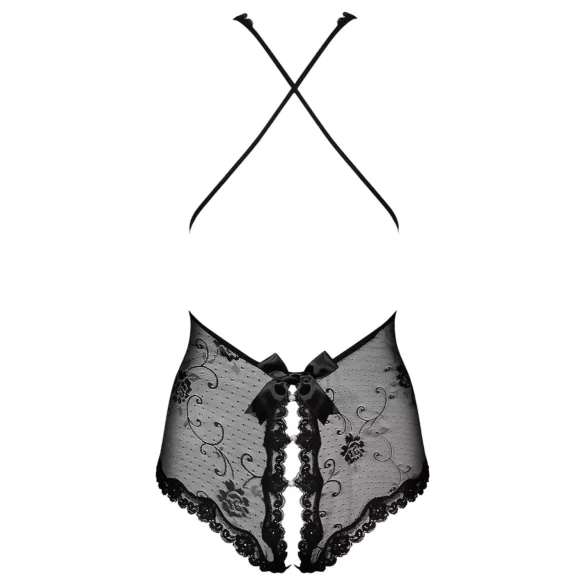 Obsessive Fiorenta - body ouvert perlé en dentelle - noir