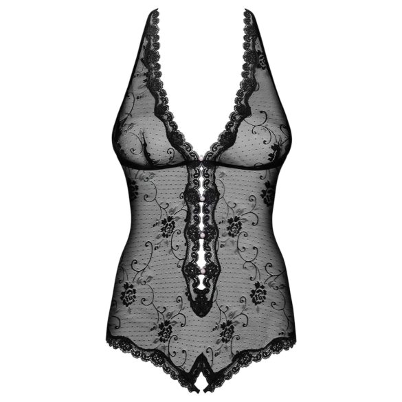 Obsessive Fiorenta - perles, ouvert, dentelle body (noir) - L/XL