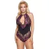 Cottelli - body grande taille femme - dentelle florale - noir violet - 2XL