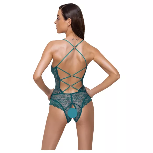Cottelli - body ouvert en dentelle avec laçage (vert)