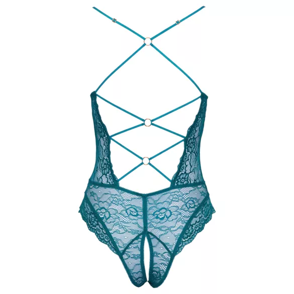 Cottelli - body ouvert en dentelle avec laçage (vert) - L