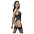 Body ouvert en dentelle avec porte-jarretelles (noir)