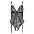 Body ouvert en dentelle avec porte-jarretelles (noir)