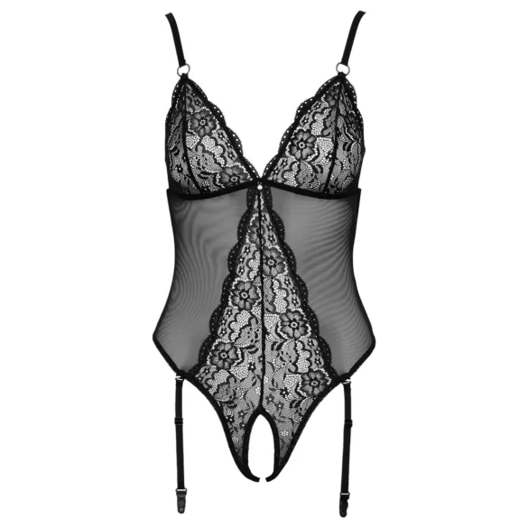 Cottelli - body porte-jarretelles ouvert en dentelle - noir - L