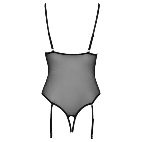 Cottelli - body porte-jarretelles ouvert en dentelle - noir - XL