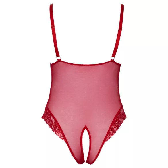Cottelli Curves - body en dentelle transparente - rouge - 2XL