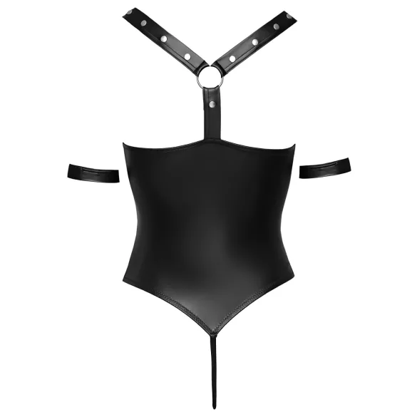Cottelli Bondage - body ouvert brillant avec anneaux - noir - L