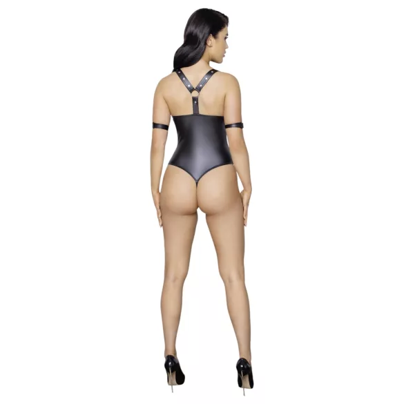 Cottelli Bondage - body ouvert brillant avec anneaux - noir - XL