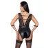 Cottelli Bondage - body dentelle tour de cou - noir - M