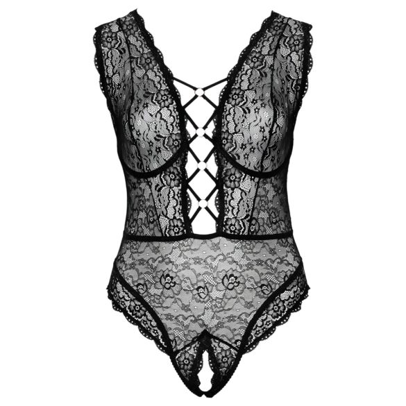 Cottelli Curves Plus Size - body transparent à motifs (noir)