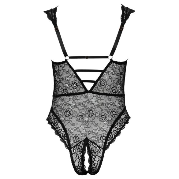 Cottelli Curves Plus Size - body transparent à motifs (noir)