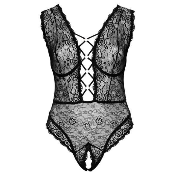 Cottelli Curves - body transparent grande taille - dentelle noire - 90D/XL