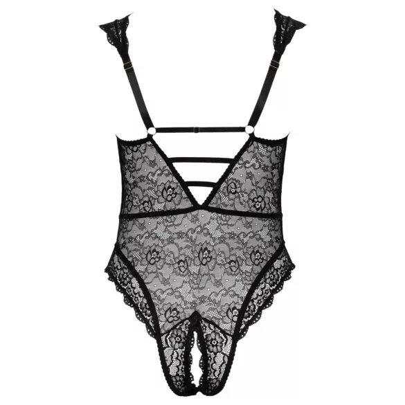 Cottelli Curves - body transparent grande taille - dentelle noire - 90D/XL