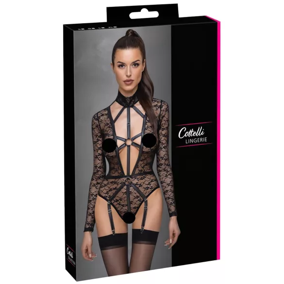 Cottelli - body transparent à bretelles - noir - M