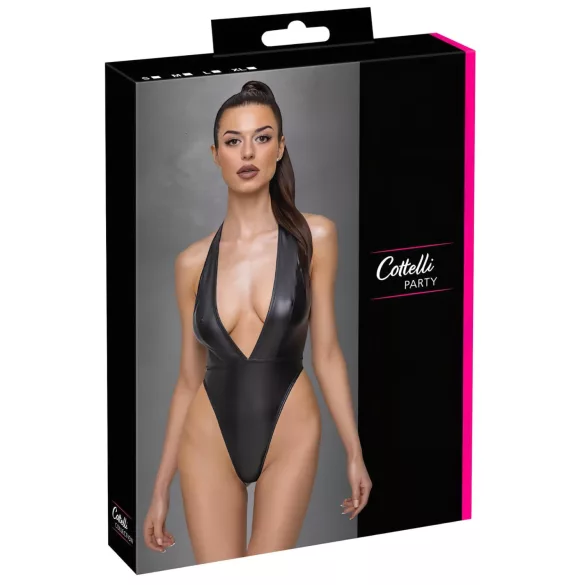 Cottelli Party - body brillant à tour de cou - noir - L