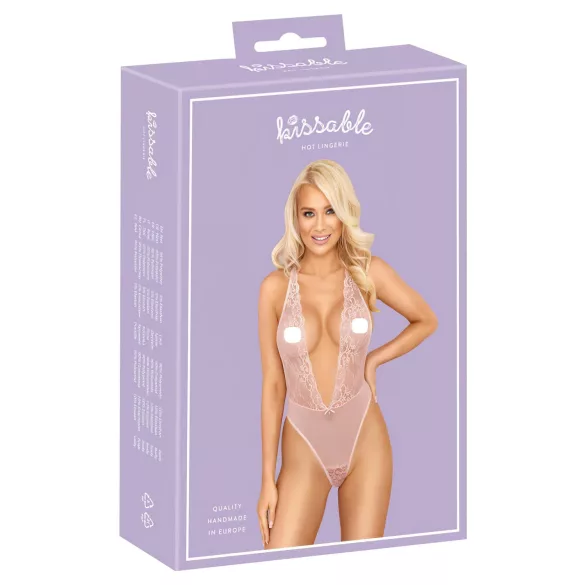 Kissable - body en dentelle - rose - L/XL