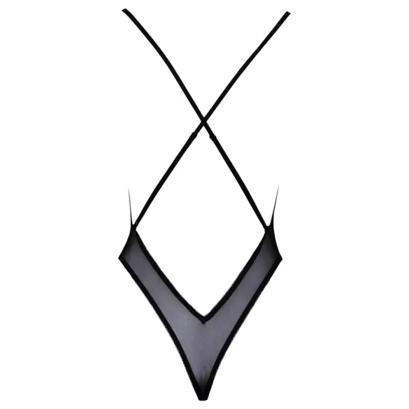 Body noir brodé rose "Kissable" - L/XL