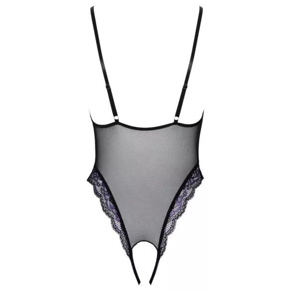 Cottelli - body en dentelle ouvert brodé - noir violet - XL