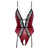 Abierta Fina - body ouvert avec porte-jarretelles (noir-rouge) - L