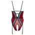 Abierta Fina - body ouvert avec porte-jarretelles (noir-rouge) - L
