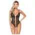 Body Ouvert Fina en Dentelle avec Strass (Noir) - L
