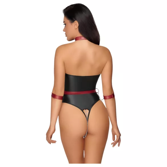 Cottelli Bondage - body brillant avec menottes pour bras - noir - M