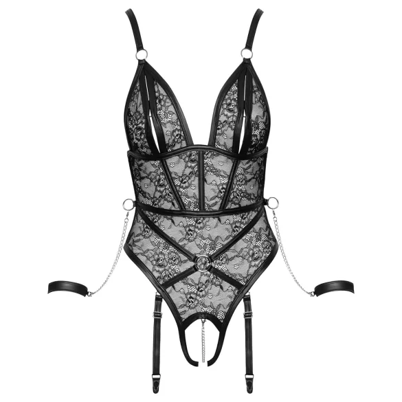 Cottelli Bondage - body ouvert avec menottes - noir - M