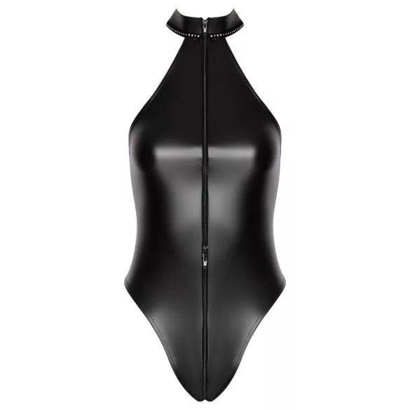 Noir - body brillant à col halter (noir) - XL