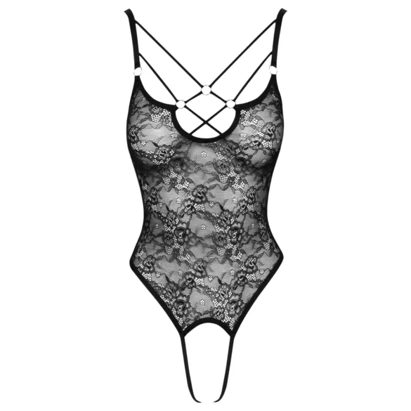 Cottelli - body en dentelle transparent et ouvert - noir