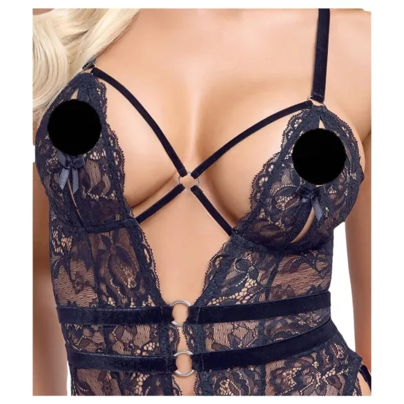 Cottelli - body sexy ouvert à bretelles - noir