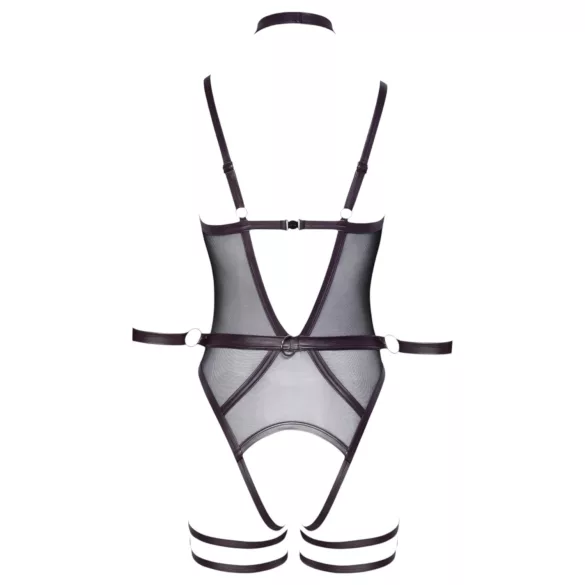 Cottelli Bondage - body ouvert et menottes de bras (violet foncé) - XL