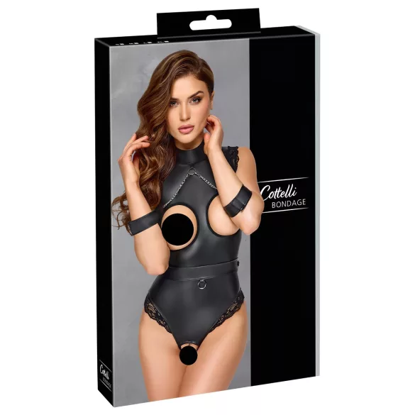 Cottelli Bondage - body ouvert seins nus - noir - L