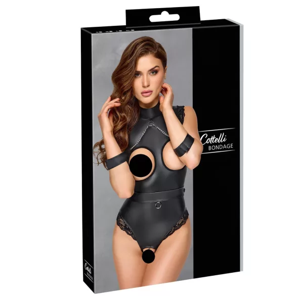 Cottelli Bondage - body ouvert seins nus - noir - L