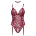 Cottelli Curves - body en dentelle à chaînes - rouge - 3XL