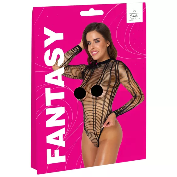 Cottelli - body fendu à rayures - noir - S-L