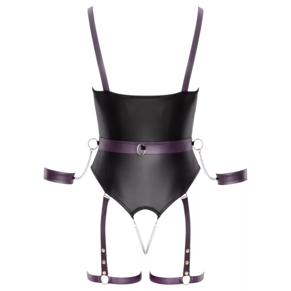 Cottelli - body ouvert bondage avec menottes - noir