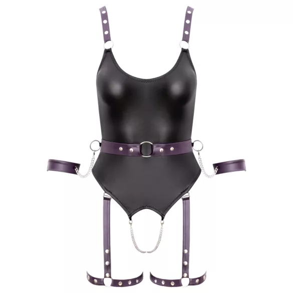 Cottelli - body ouvert bondage avec menottes - noir - M