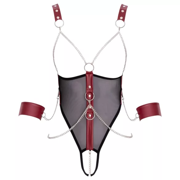 Cottelli Bondage - body ouvert à lanières avec chaîne - noir - M