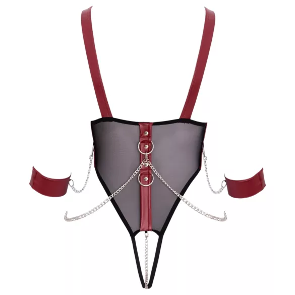 Cottelli Bondage - body ouvert à lanières avec chaîne - noir - M