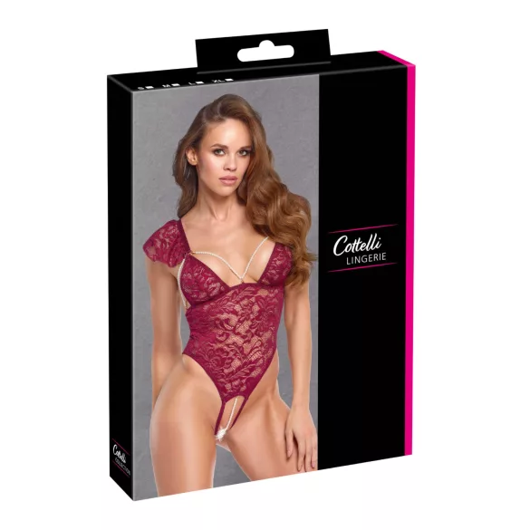 Cottelli - body en dentelle avec perles - rouge